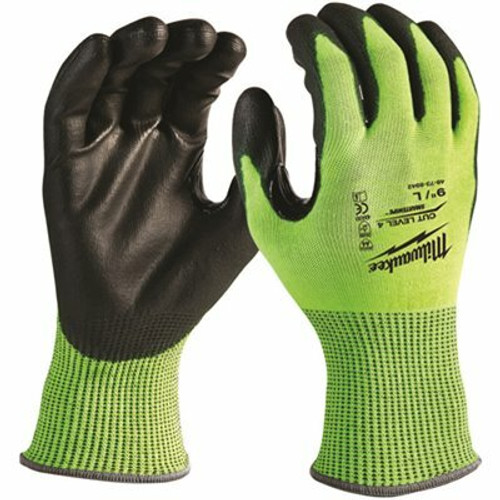 Milwaukee Large High Visibility Level 4 Cut Resistant Polyurethane Dipped Work Gloves (12-Pack)
