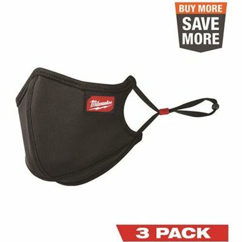 Milwaukee Large/X-Large Black 3-Layer Reusable Performance Face Mask (3-Pack)