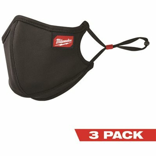 Milwaukee Small/Medium Black 3-Layer Reusable Performance Face Mask (3-Pack) Milwaukee Small/Medium Black 3-Layer Reusable Performance Face Mask (3-Pack)