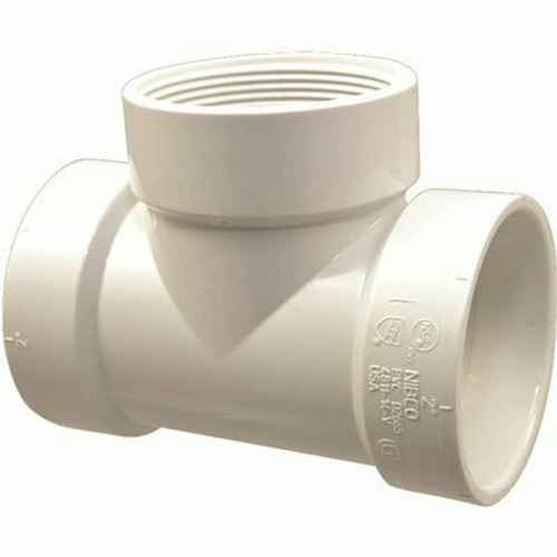 NIBCO 2 in. PVC DWV Hub x Hub x FIPT Test Tee Fitting