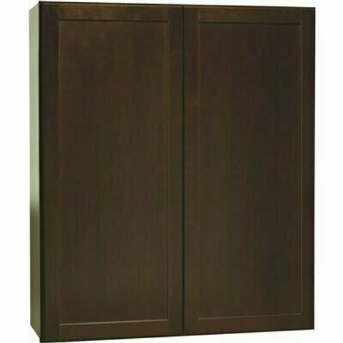 Hampton Bay Shaker 36 in. W x 12 in. D x 42 in. H Assembled Wall Kitchen Cabinet in Java