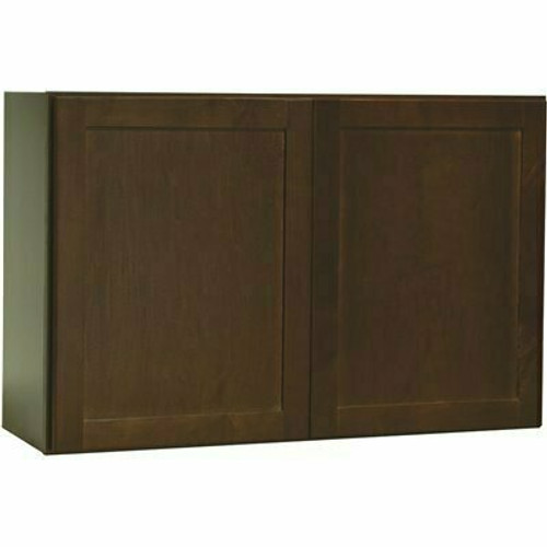 Hampton Bay Shaker 36 in. W x 12 in. D x 24 in. H Assembled Wall Bridge Kitchen Cabinet in Java with Shelf