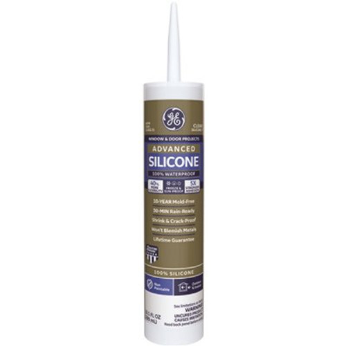 GE Advanced Silicone 2 Caulk 10.1 oz Window and Door Sealant Clear (12-pack)
