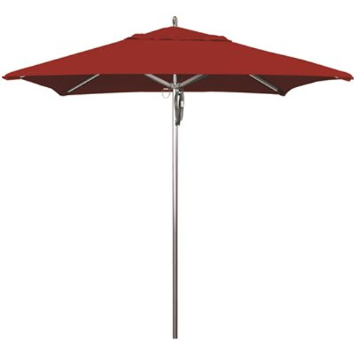 California Umbrella 7.5 ft. Square Silver Aluminum Commercial Market Patio Umbrella with Pulley Lift in Red Sunbrella California Umbrella 7.5 ft. Square Silver Aluminum Commercial Market Patio Umbrella with Pulley Lift in Red Sunbrella