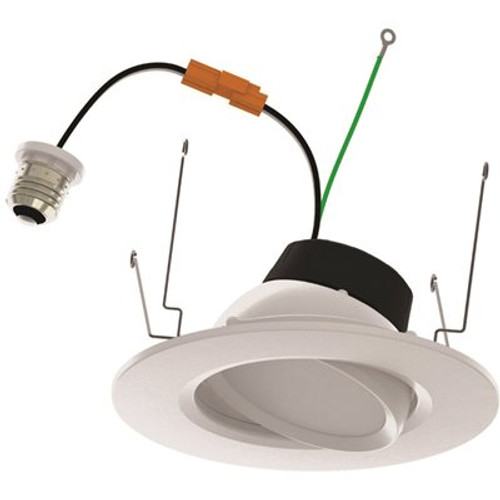 5/6 in. 10-Watt Selectable CCT Integrated LED Gimbal Recessed Downlight Trim Wet Location CEC Compliant Dimmable
