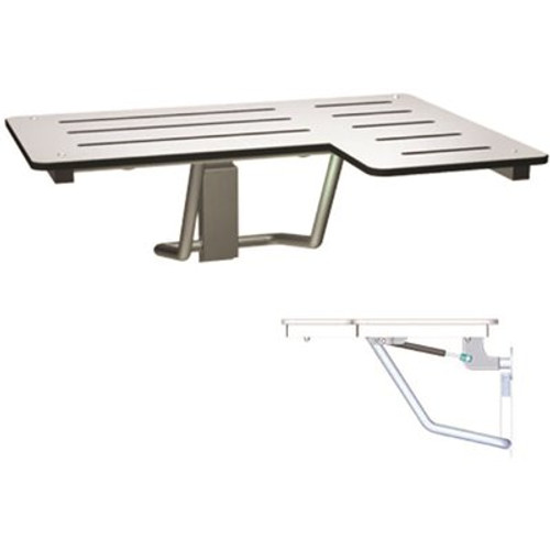 ASI Folding Shower Seat Slow Close Gas Struts L-Shaped Left Hand Solid Phenolic in White