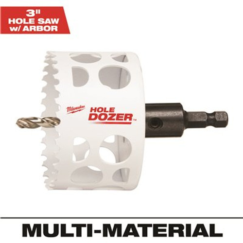 Milwaukee 3 in. Hole Dozer Bi-Metal Hole Saw with 3/8 in. Arbor & Pilot Bit Milwaukee 3 in. Hole Dozer Bi-Metal Hole Saw with 3/8 in. Arbor & Pilot Bit