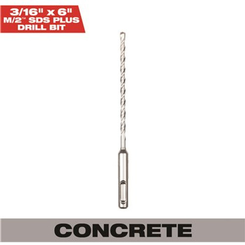 Milwaukee 3/16 in. x 6 in. 2-Cutter SDS-PLUS Carbide Drill Bit Milwaukee 3/16 in. x 6 in. 2-Cutter SDS-PLUS Carbide Drill Bit