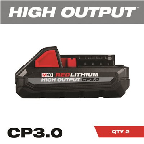 Milwaukee M18 18V Lithium-Ion HIGH OUTPUT CP 3.0Ah Battery Pack (2-Pack) Milwaukee M18 18V Lithium-Ion HIGH OUTPUT CP 3.0Ah Battery Pack (2-Pack)