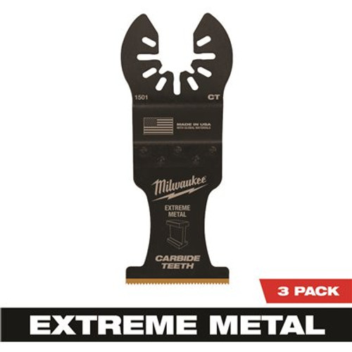 Milwaukee 1-3/8 in. Carbide Universal Fit Extreme Metal Cutting Multi-Tool Oscillating Blade (3-Pack)