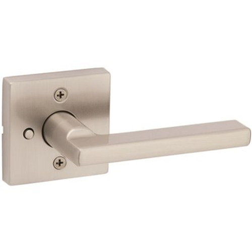 Kwikset Halifax Square Satin Nickel Privacy Bed/Bath Door Handle with Lock Kwikset Halifax Square Satin Nickel Privacy Bed/Bath Door Handle with Lock