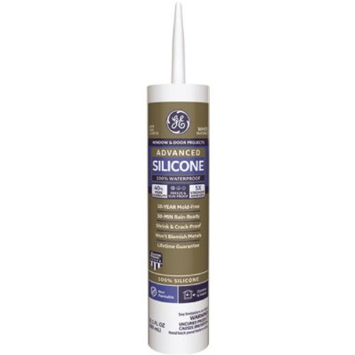 GE Advanced Silicone 2 Caulk 10.1 oz Window and Door Sealant White (12-pack)