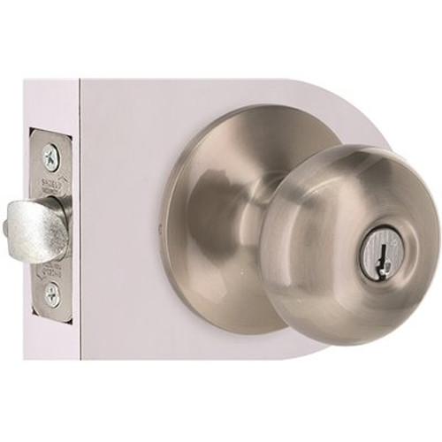 Flat Ball Entry Door Knob 2-3/8" and 2-3/4" Backset Grade 3 Satin Nickel Flat Ball Entry Door Knob 2-3/8" and 2-3/4" Backset Grade 3 Satin Nickel