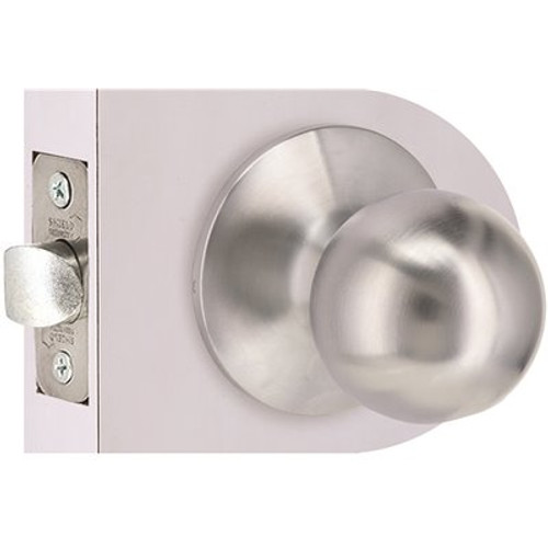 Round Passage Hall/Closet Door Knob 2-3/8" and 2-3/4" Backset Grade 3 Satin Chrome Round Passage Hall/Closet Door Knob 2-3/8" and 2-3/4" Backset Grade 3 Satin Chrome