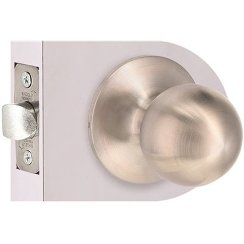Round Passage Hall/Closet Door Knob 2-3/8" and 2-3/8" Backset Grade 3 Satin Stainless Steel Round Passage Hall/Closet Door Knob 2-3/8" and 2-3/8" Backset Grade 3 Satin Stainless Steel