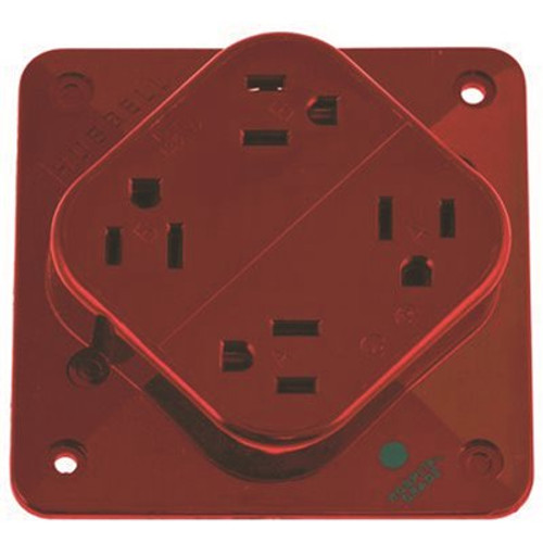 HUBBELL WIRING 20 Amp 125-Volt 5-20R Grade 4-Plex Hospital Receptacle, Red HUBBELL WIRING 20 Amp 125-Volt 5-20R Grade 4-Plex Hospital Receptacle, Red