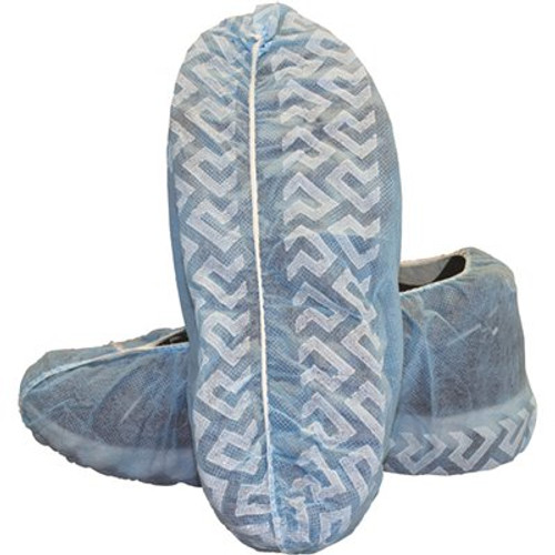 The Safety Zone PolyLite  Shoe Cover with Non-Skid Tread, 18",  Lt. Blue, XL, (3 Bags of 100) 300/CS