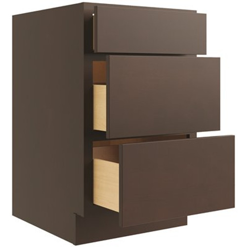 CNC Cabinetry Cabinetry 18" W 3 Drawer Base Cabinet, Luxor Espresso CNC Cabinetry Cabinetry 18" W 3 Drawer Base Cabinet, Luxor Espresso