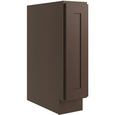 CNC CABINETRY Luxor 1-Door Base Cabinet, Full Height, Left, 9" Shaker Espresso