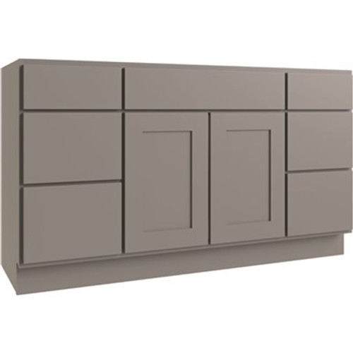 CNC CABINETRY Luxor 2-Door Vanity Cabinet, 60"wx32.5"hx21"d, Shaker Misty Grey