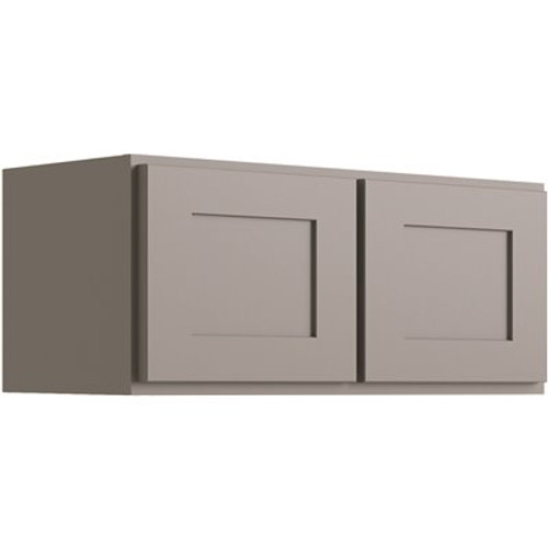 CNC CABINETRY Luxor 2-Door Wall Cabinet, 36"w X 15"h X 12"d, Shaker Misty Grey