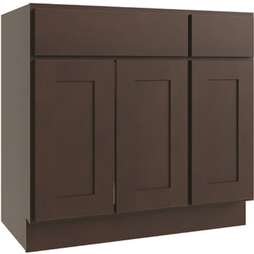 CNC CABINETRY Luxor 3-Door Vanity Base Cabinet, 36"w X 34.5"h, Shaker Espresso CNC CABINETRY Luxor 3-Door Vanity Base Cabinet, 36"w X 34.5"h, Shaker Espresso