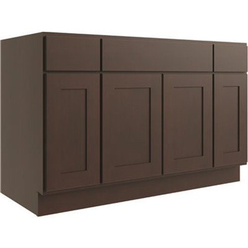 CNC CABINETRY Luxor 54" 4-Door Sink Base Cabinet, Shaker Espresso CNC CABINETRY Luxor 54" 4-Door Sink Base Cabinet, Shaker Espresso