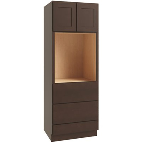 CNC CABINETRY Luxor Single Oven Cabinet, 33"w X 96"h X 24"d, Shaker Espresso