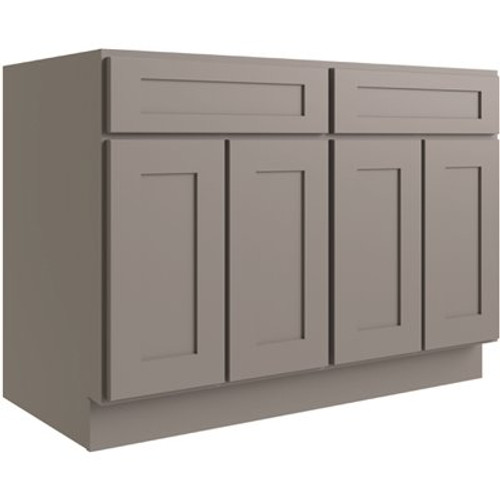 CNC CABINETRY Luxor 4-Door Base Cabinet, 2 Pullout, 5-Pc, 48", Shaker Misty Grey CNC CABINETRY Luxor 4-Door Base Cabinet, 2 Pullout, 5-Pc, 48", Shaker Misty Grey