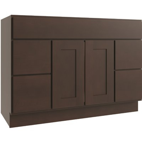 CNC CABINETRY Luxor 2-Door Vanity Cabinet, 48"wx34.5"hx21"d, Shaker Espresso CNC CABINETRY Luxor 2-Door Vanity Cabinet, 48"wx34.5"hx21"d, Shaker Espresso