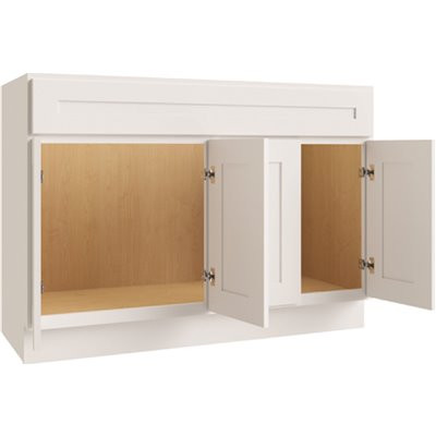 CNC CABINETRY Luxor Vanity Base Cabinet, 5-Pc, 48"w X 34.5"h X 21"d Shaker White