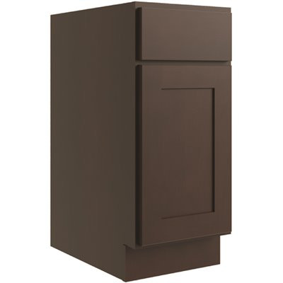 CNC CABINETRY Luxor Waste Basket Cabinet, 15"w X 24"d, Shaker Espresso