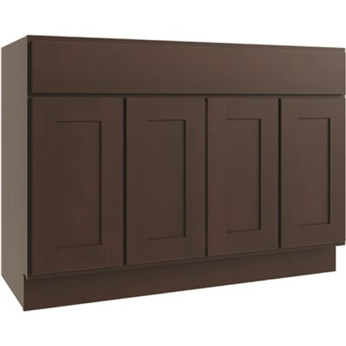 CNC CABINETRY Luxor Vanity Base Cabinet, 48"w X 34.5"h X 21"d, Shaker Espresso