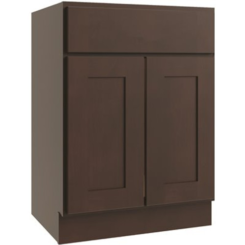 CNC CABINETRY Luxor Vanity Base Cabinet, 24"w X 34.5"h X 21"d, Shaker Espresso