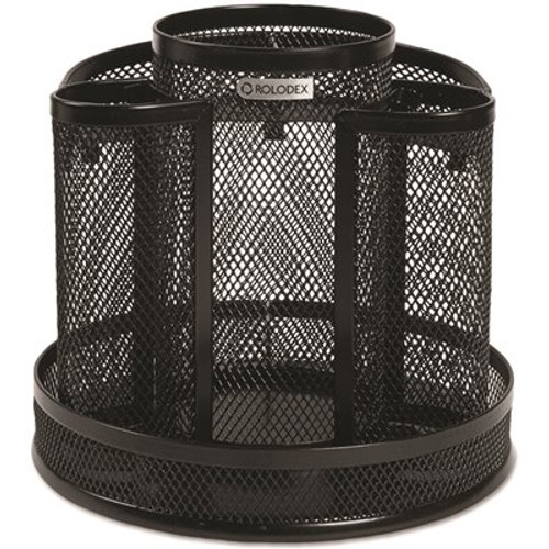 Rolodex Workspace Wire Mesh Spinning Supply Caddy Black