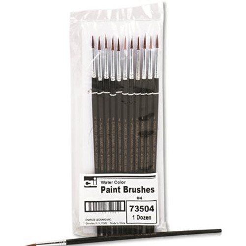 Charles Leonard, Inc ARTIST BRUSH, SIZE 4, CAMEL HAIR, ROUND, 12/PACK