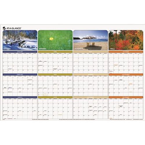 At-A-Glance AT-A-GLANCE Seasons IN BLOOM ERASABLE/REVERSIBLE QUARTERLY YEARLY WALL CALENDAR, 24 X 36