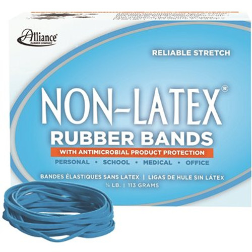 ALLIANCE SIZE 33 ANTIMICROBIAL RUBBER BANDS, 3-1/2X1/8 IN., CYAN BLUE, 0.25-POUND BOX