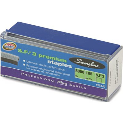 ACCO Brands S.F. 3 PREMIUM CHISEL POINT 105 COUNT HALF STRIP STAPLES, 5,000/BOX
