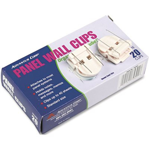 Advantus Corporation PANEL WALL CLIPS FOR FABRIC PANELS, STANDARD SIZE, WHITE, 20/PACK Advantus Corporation PANEL WALL CLIPS FOR FABRIC PANELS, STANDARD SIZE, WHITE, 20/PACK