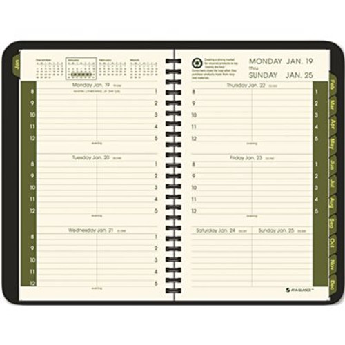 At-A-Glance AT-A-GLANCE RECYCLED WEEKLY/MONTHLY DESK APPOINTMENT BOOK, 4-7/8 X 8, 12 MONTHS, BLACK COVER