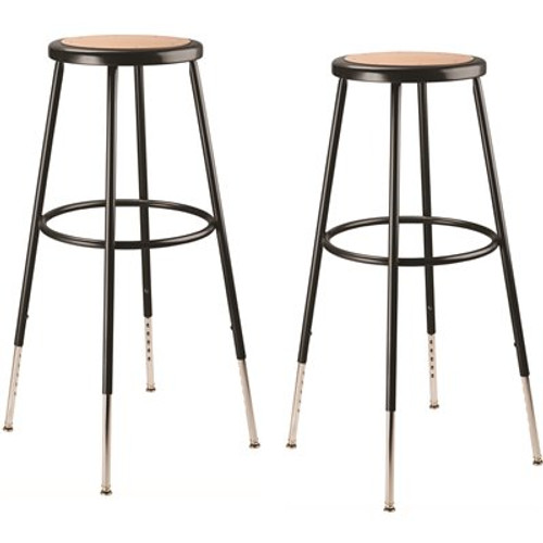 National Public Seating 32 -39 in. Black Height Adjustable Heavy Duty Steel Frame Stool With Masonite Seat (Pack of 2) National Public Seating 32 -39 in. Black Height Adjustable Heavy Duty Steel Frame Stool With Masonite Seat (Pack of 2)