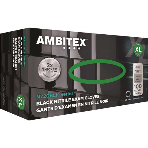 Ambitex  6 Mil Exam Grade Black Nitrile Powder-Free Extra Large 100 Gloves Per Box Ambitex  6 Mil Exam Grade Black Nitrile Powder-Free Extra Large 100 Gloves Per Box
