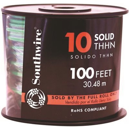 Southwire 100 ft. 10-Gauge Green Simpull THHN Solid Wire Southwire 100 ft. 10-Gauge Green Simpull THHN Solid Wire