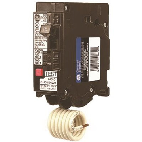 GE 15 Amp 120 VAC Single-Pole Dual Function Plug-In AFCI/GFCI Circuit Breaker (THQL1115DF) GE 15 Amp 120 VAC Single-Pole Dual Function Plug-In AFCI/GFCI Circuit Breaker (THQL1115DF)