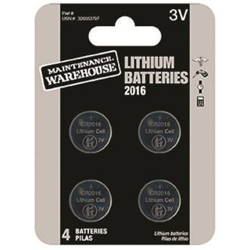 Maintnenance Warehouse CR2016 Button Cell Lithium Battery 4Pk Maintnenance Warehouse CR2016 Button Cell Lithium Battery 4Pk