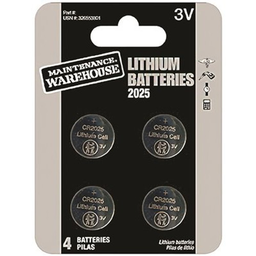 Maintenance Warehouse CR2025 Button Cell Lithium Battery 4Pk Maintenance Warehouse CR2025 Button Cell Lithium Battery 4Pk