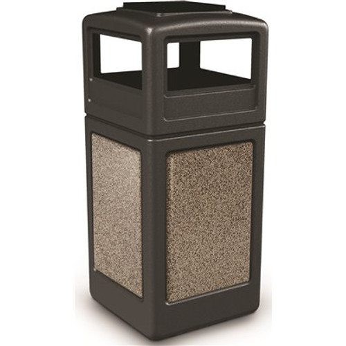 42 Gallon Trash Receptacle, Ashtray, Riverstone Panels 42 Gallon Trash Receptacle, Ashtray, Riverstone Panels