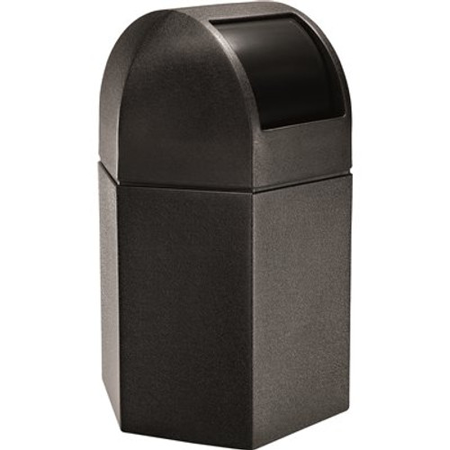 45 Gallon Polytec Hexagon Black Trash Can With Dome Lid 45 Gallon Polytec Hexagon Black Trash Can With Dome Lid