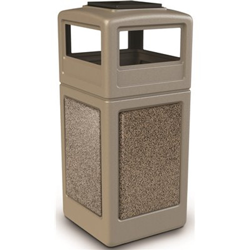 42 Gallon Stonetec Beige Riverstone Paneled Trash Can 42 Gallon Stonetec Beige Riverstone Paneled Trash Can